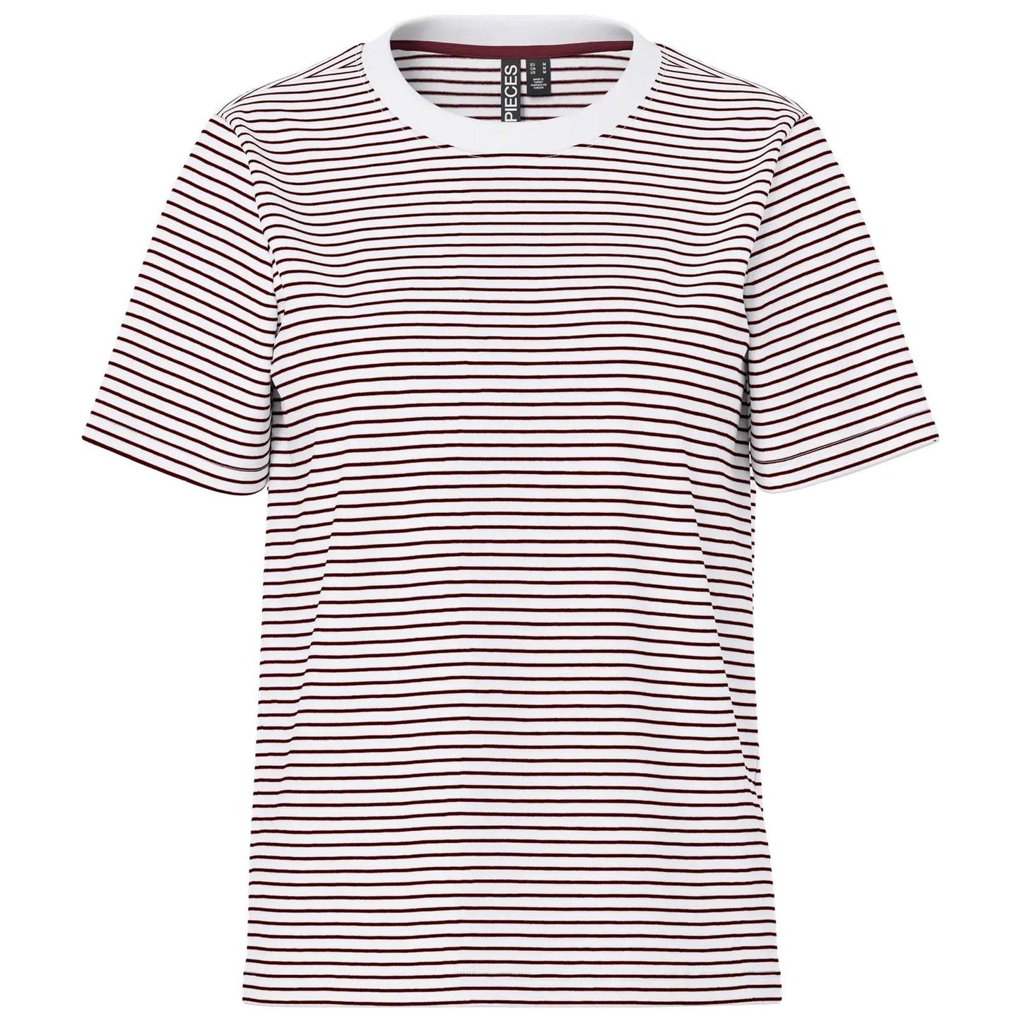 T-shirt Donna Pieces - Pcria Ss Tee Stripes Noos Bc - Bianco