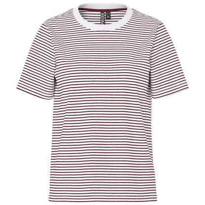 T-shirt Donna Pieces - Pcria Ss Tee Stripes Noos Bc - Bianco