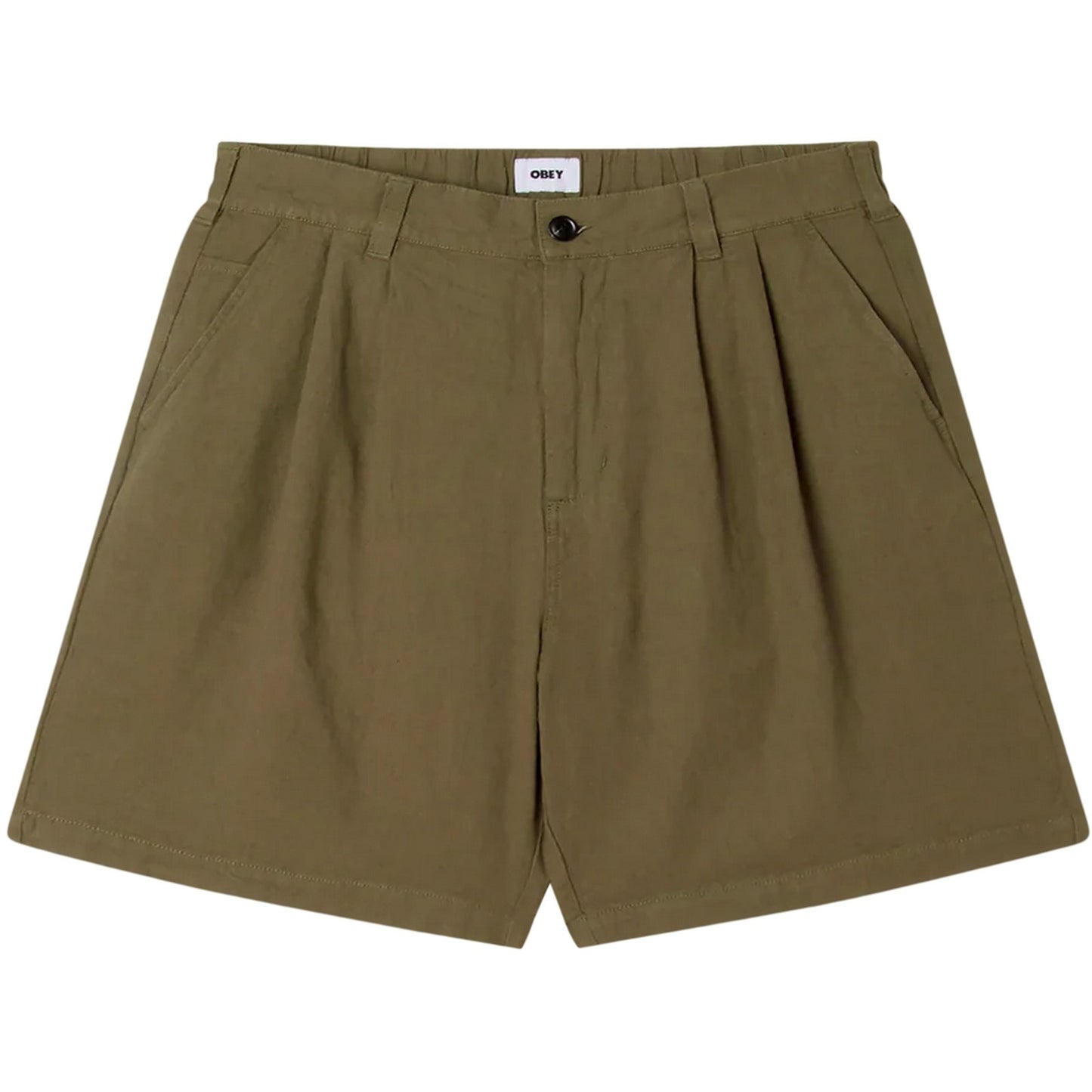 Pantaloncini Uomo Obey - Foster Pleated Linen Short - Verde