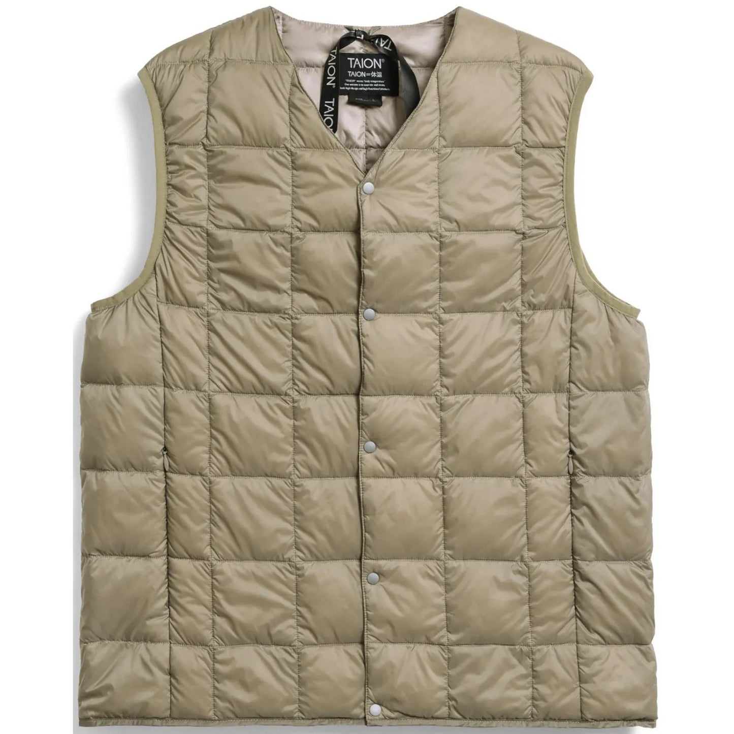 Gilet Unisex Taion - V Neck Button Down Vest - Beige