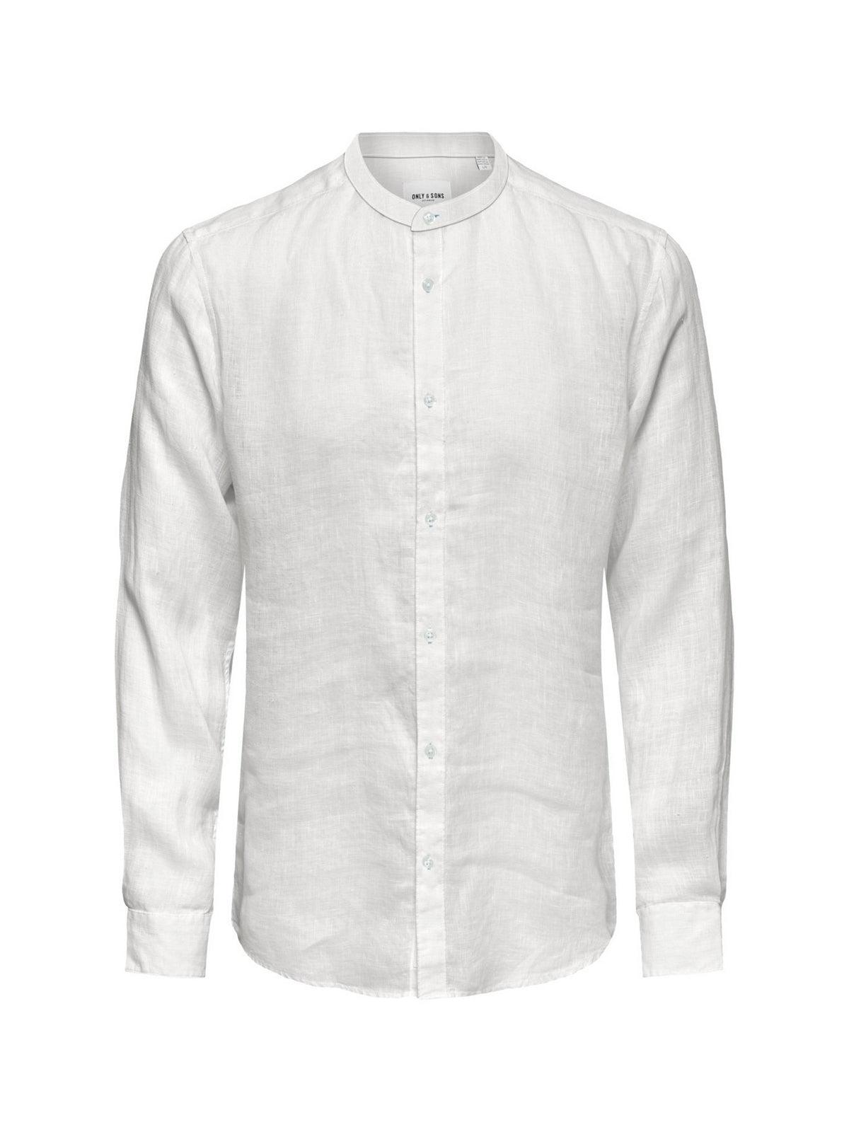 Camicie casual Uomo Only & Sons - Onskarlo Ls Mao Linen Shirt - Bianco