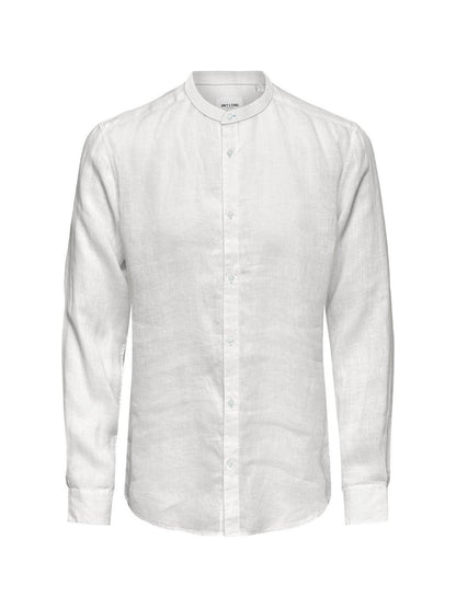 Camicie casual Uomo Only & Sons - Onskarlo Ls Mao Linen Shirt - Bianco