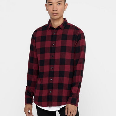 Camicie casual Uomo Only & Sons - Gudmund Life Ls Checked Shirt Noos - Rosso