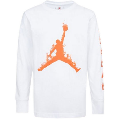 Maglie a manica lunga Ragazzi Unisex Jordan - Jdb Up In Flames Ls Tee - Bianco