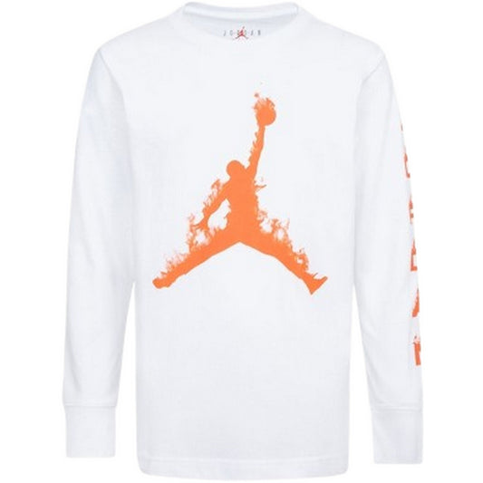 Maglie a manica lunga Ragazzi Unisex Jordan - Jdb Up In Flames Ls Tee - Bianco