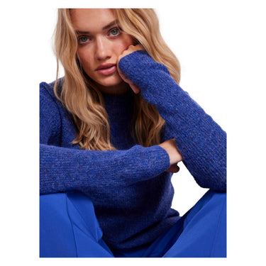 Maglie Donna Pieces - Pcellen Ls O-Neck Knit Noos Bc - Blu
