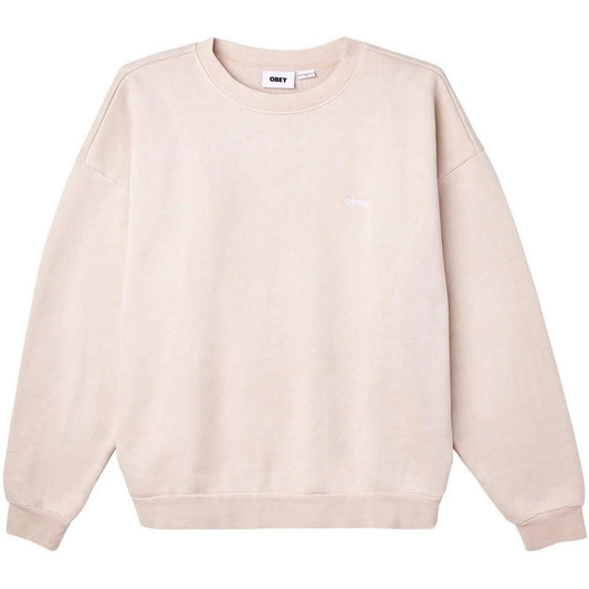 Felpe senza cappuccio Unisex Obey - Lowercase Pigment Crew Fleece - Beige