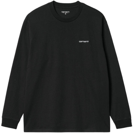 T-shirt Uomo Carhartt Wip - L/S Script Embroidery T-Shirt - Nero