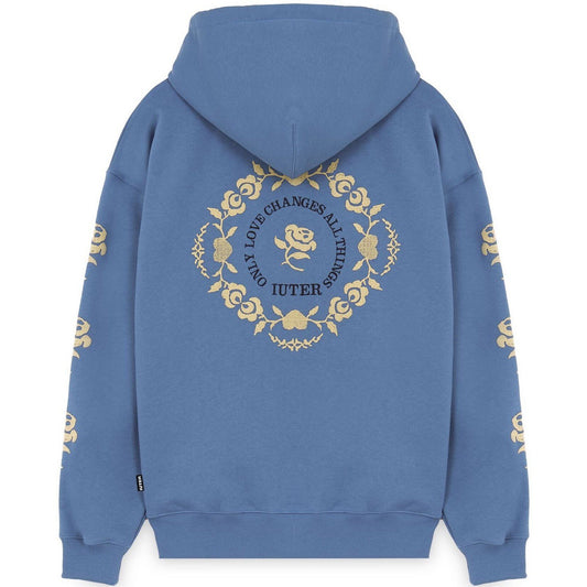Sudaderas con capucha Iuter para hombre - Sudadera con capucha floral y cremallera - Azul claro