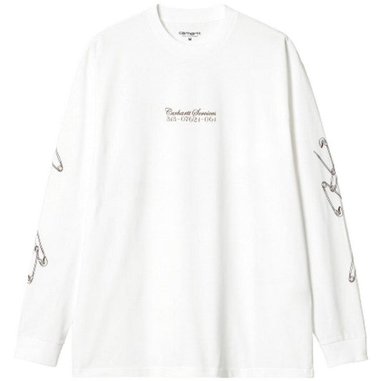 T-shirt Uomo Carhartt Wip - L/S Safety Pin T-Shirt - Bianco