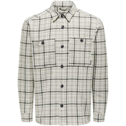 Camicie casual Uomo Only & Sons - Onsdavid Ovr Twill Check Shirt - Bianco