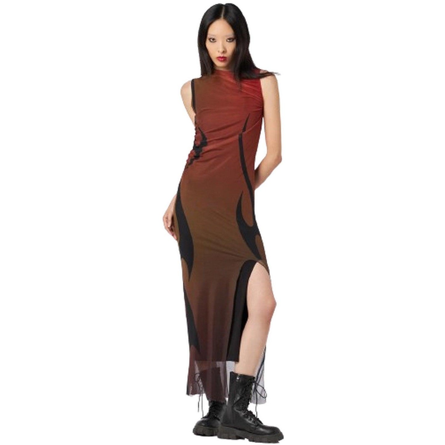 Vestiti casual Donna Vision of Super - Maxi Dress With "Fire Shade" And Tribal Flames Pri - Multicolore