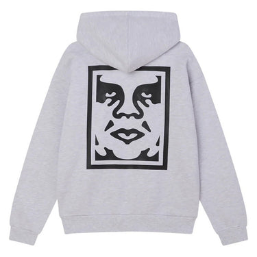 Męskie bluzy z kapturem Obey – Bold Icon Bardzo gruby polar z kapturem – szary