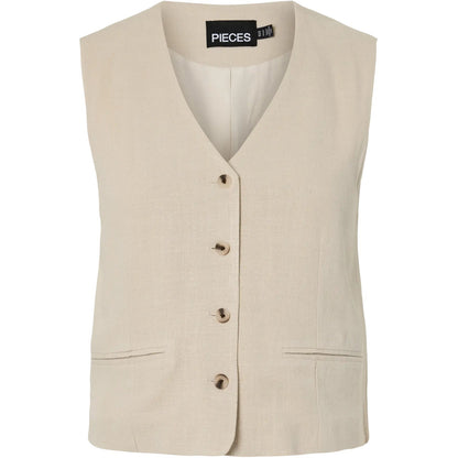Gilet Donna Pieces - Pcvinsty Short Vest - Grigio