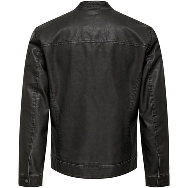 Kurtki męskie Only & Sons – Onsmike Pu Racer Jacket Otw Vd – Czarny