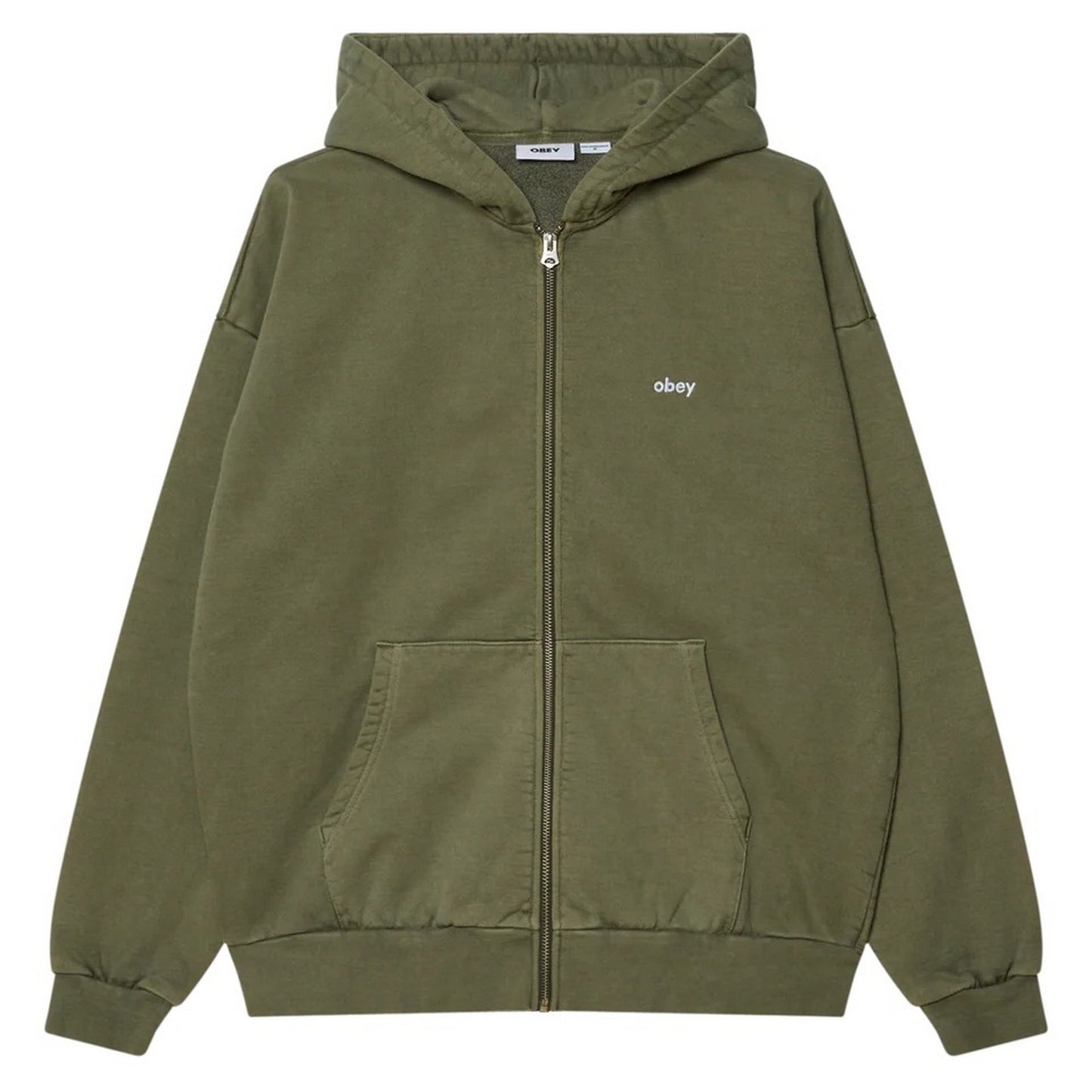 Felpe con cappuccio Uomo Obey - Lowercase Pigment Zip Hood Fleece - Verde