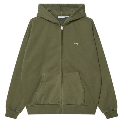 Felpe con cappuccio Uomo Obey - Lowercase Pigment Zip Hood Fleece - Verde