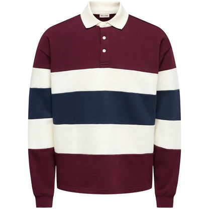 Polo a manica lunga Uomo Only & Sons - Onsbenedict Ls Rubgy Rlx Sweat Polo - Rosso