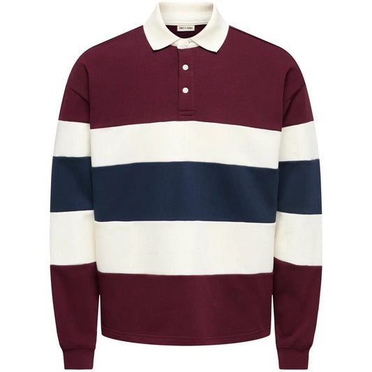 Polo a manica lunga Uomo Only & Sons - Onsbenedict Ls Rubgy Rlx Sweat Polo - Rosso