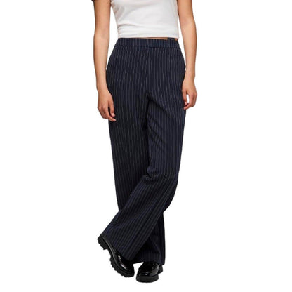 Pantaloni Donna Pieces - Pcbossy Hw Wide Striped Pants Noos - Blu