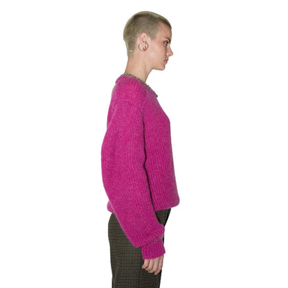 Maglie Donna Amish - Crew Back V - Fucsia