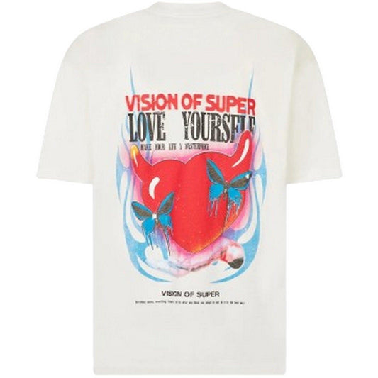 T-shirt Uomo Vision of Super - White T-Shirt With "Puffy Love" Print - Bianco
