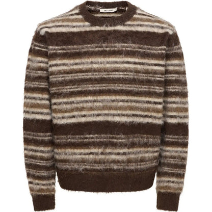 Maglioni Uomo Only & Sons - Onsaiden Rlx Ls Crew Knit - Marrone