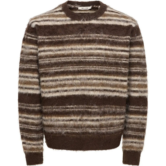 Maglioni Uomo Only & Sons - Onsaiden Rlx Ls Crew Knit - Marrone