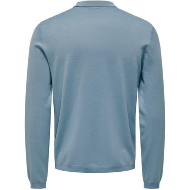 Only & Sons Chemises pour hommes - Onswyler Life Reg 14 Ls Polo Knit - Bleu clair
