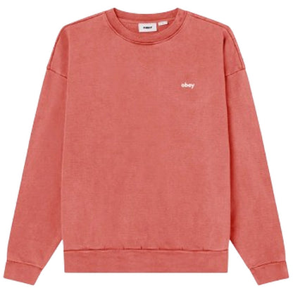 Felpe senza cappuccio Unisex Obey - Lowercase Pigment Crew Fleece - Rosso