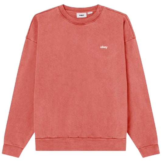 Felpe senza cappuccio Unisex Obey - Lowercase Pigment Crew Fleece - Rosso