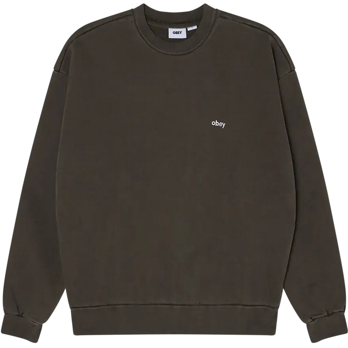 Felpe senza cappuccio Uomo Obey - Lowercase Pigment Crew Fleece - Nero