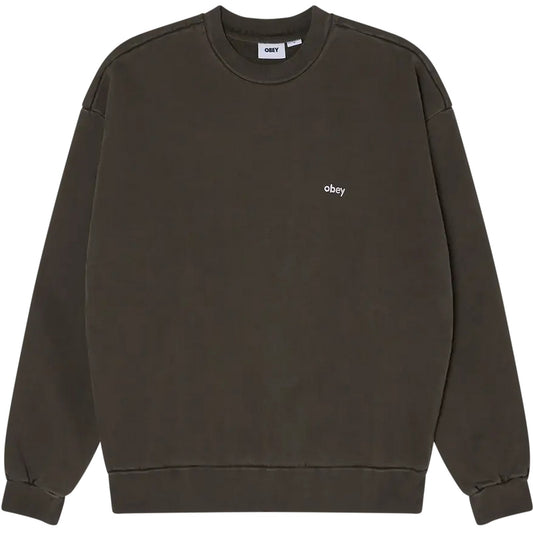 Felpe senza cappuccio Uomo Obey - Lowercase Pigment Crew Fleece - Nero