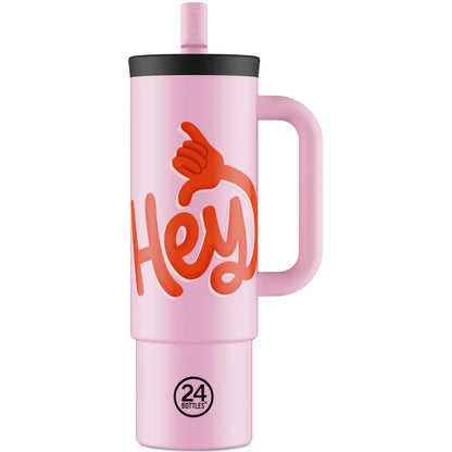 Thermos per bibite Unisex 24bottles - Straw Cup 800 Hey! - Rosa