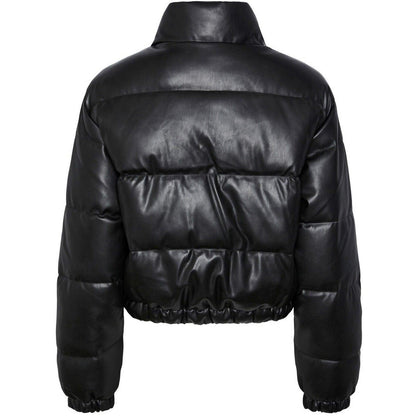 Piumini Donna Pieces - Pcjevi Short Padded Pu Jacket - Nero