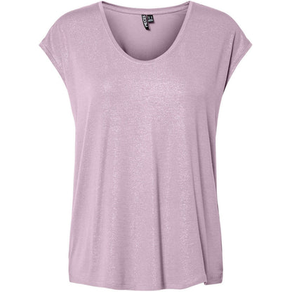 T-shirt Donna Pieces - Pcalice Ss Glitter Tee Jrs Noos Bc - Viola