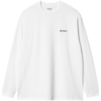 T-shirt Uomo Carhartt Wip - L/S Script Embroidery T-Shirt - Bianco