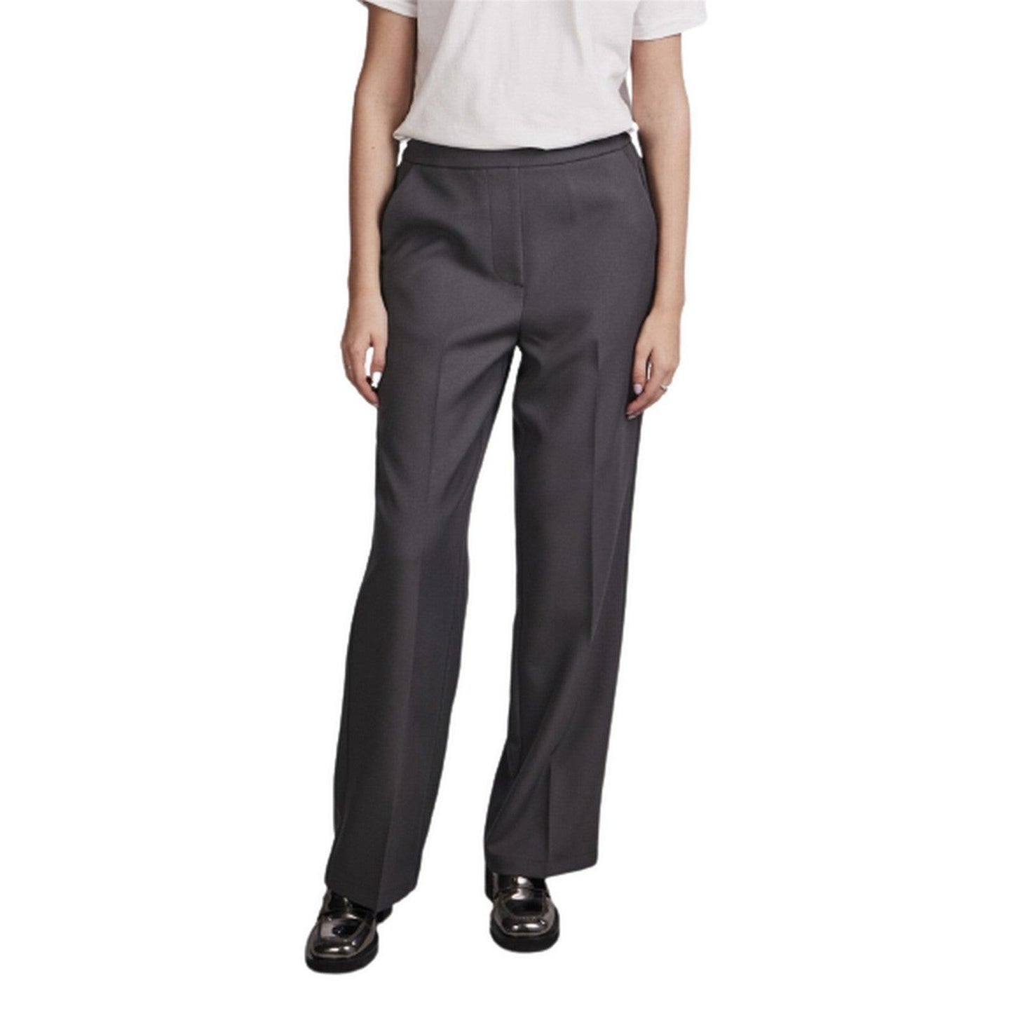 Pantaloni Donna Pieces - Pcneva Hw Wide Pants Noos - Grigio