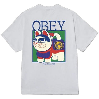 T-shirt Uomo Obey - Obey Lucky Cat Tee - Bianco