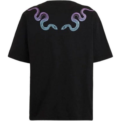 T-shirt Uomo Phobia - Black T-Shirt With Pink And Blue Snake Print - Nero