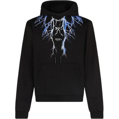 Felpe con cappuccio Uomo Phobia - Black Hoodie With Blue Grey Lightning - Nero