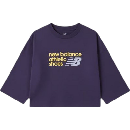 T-shirt Donna New Balance - Athletics Premium Chest Logo Cropped T-Shirt - Viola
