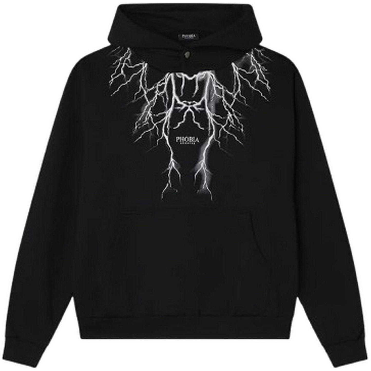 Felpe con cappuccio Uomo Phobia - Black Hoodie With Gray Lightning And Logo Print - Nero