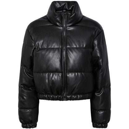 Piumini Donna Pieces - Pcjevi Short Padded Pu Jacket - Nero