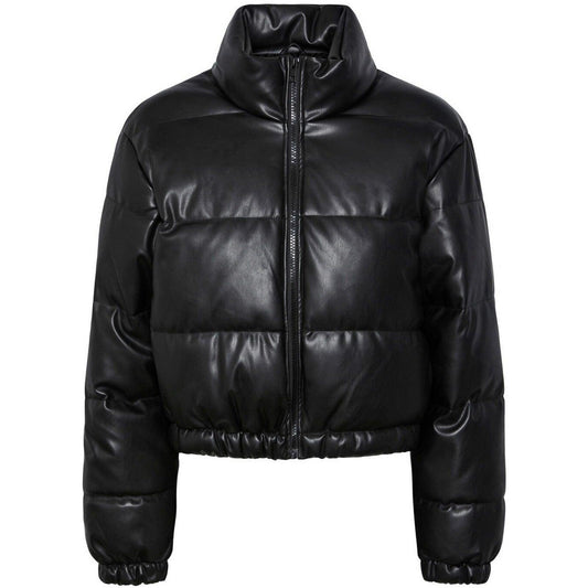 Piumini Donna Pieces - Pcjevi Short Padded Pu Jacket - Nero