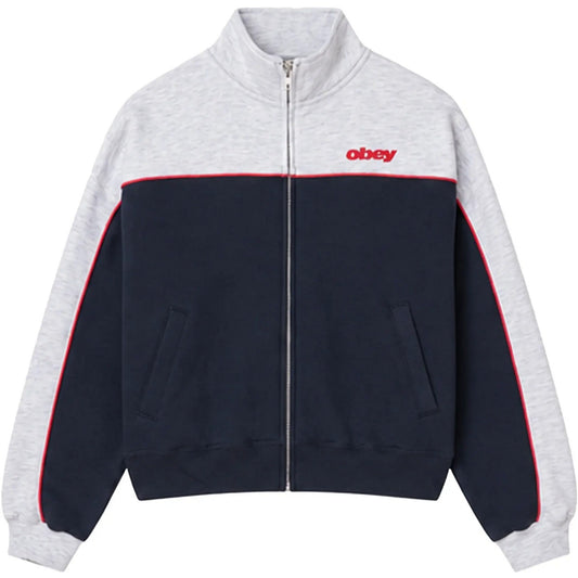 Maglie Donna Obey - Obey Zeno Mock Neck Zip Up Fleece - Blu