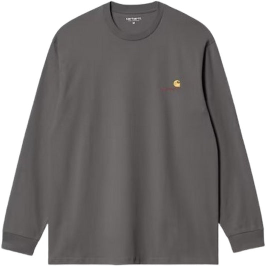 Maglie a manica lunga Uomo Carhartt Wip - L/S American Script T-Shirt - Grigio