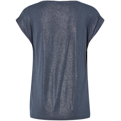 T-shirt Donna Pieces - Pcalice Ss Glitter Tee Jrs Noos Bc - Blu