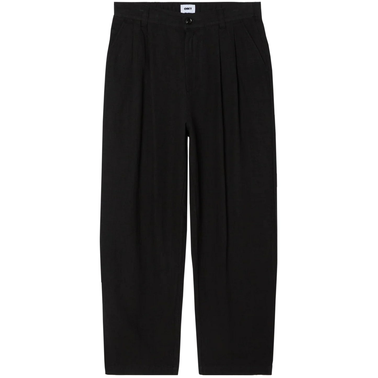 Pantaloni Uomo Obey - Foster Pleated Linen Pant - Nero