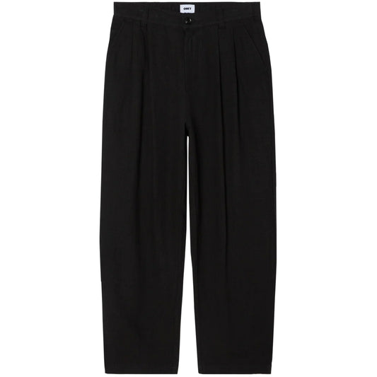 Pantaloni Uomo Obey - Foster Pleated Linen Pant - Nero